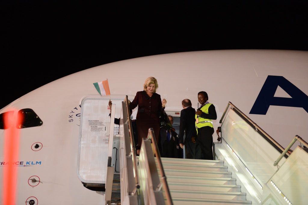 The First Lady, Mrs. Dominique Ouattara sponsored the maiden flight of the Airbus A 380