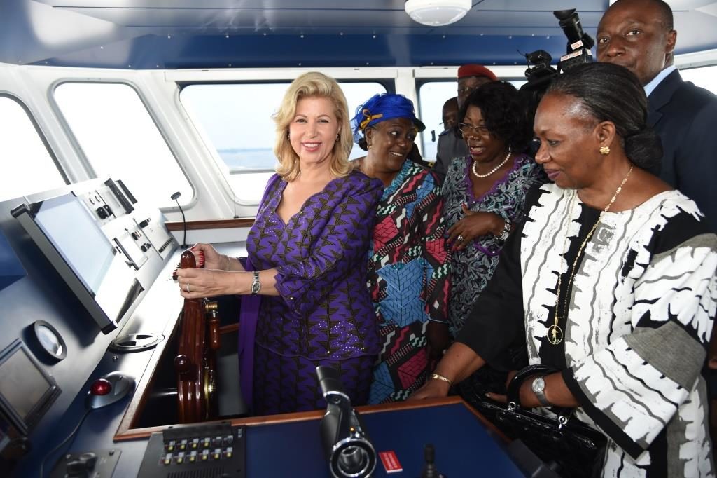 The first Lady Dominique Ouattara named The Patrol Vessel "EMERGENCE"