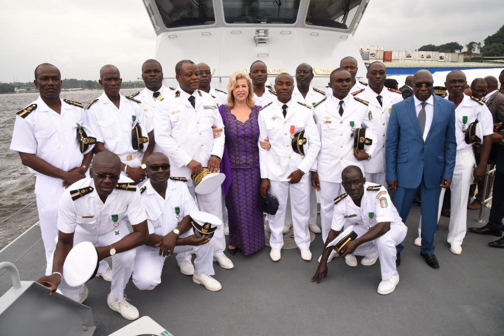 The first Lady Dominique Ouattara named The Patrol Vessel "EMERGENCE"