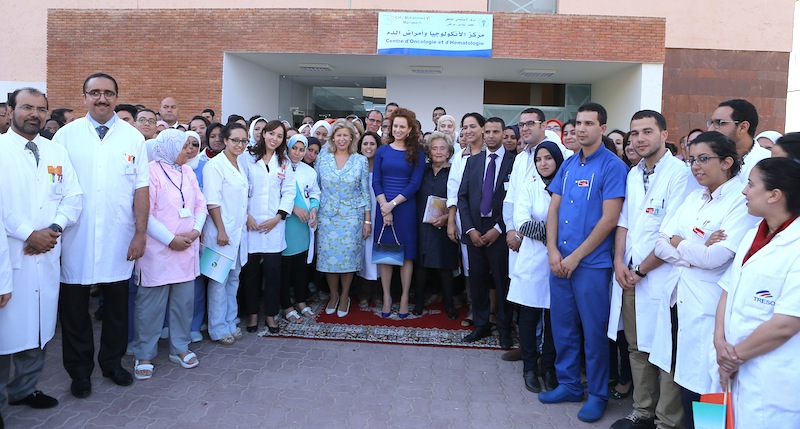 UNIVERSITY HOSPITAL OF MARRAKECH :Dominique Ouattara, Lalla Salma and Bernadette Chirac inaugurated the "House of Life"