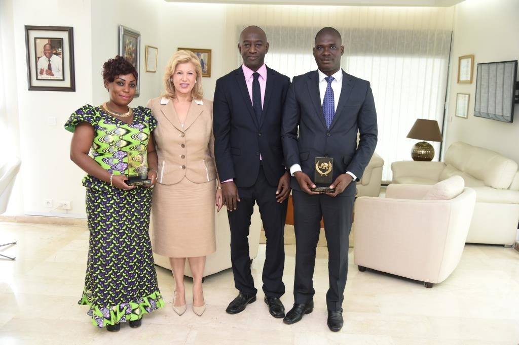 The First Lady Dominique Ouattara has received the 2014 and 2015 Winners