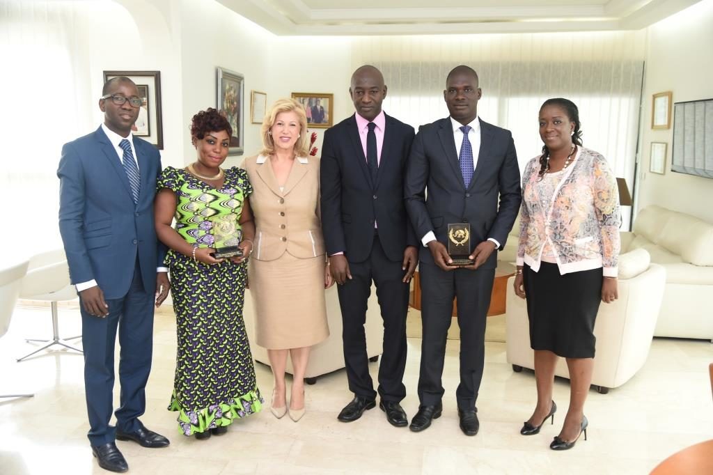 The First Lady Dominique Ouattara has received the 2014 and 2015 Winners