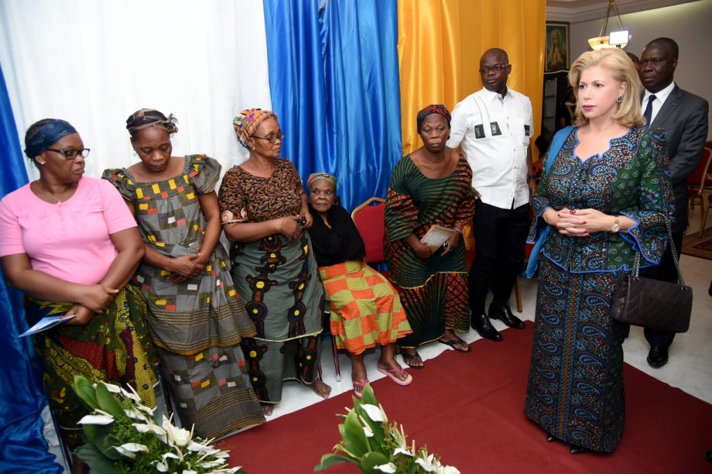 Dominique Ouattara at the houses of Marie Louise Asseu and Irié Lou Colette