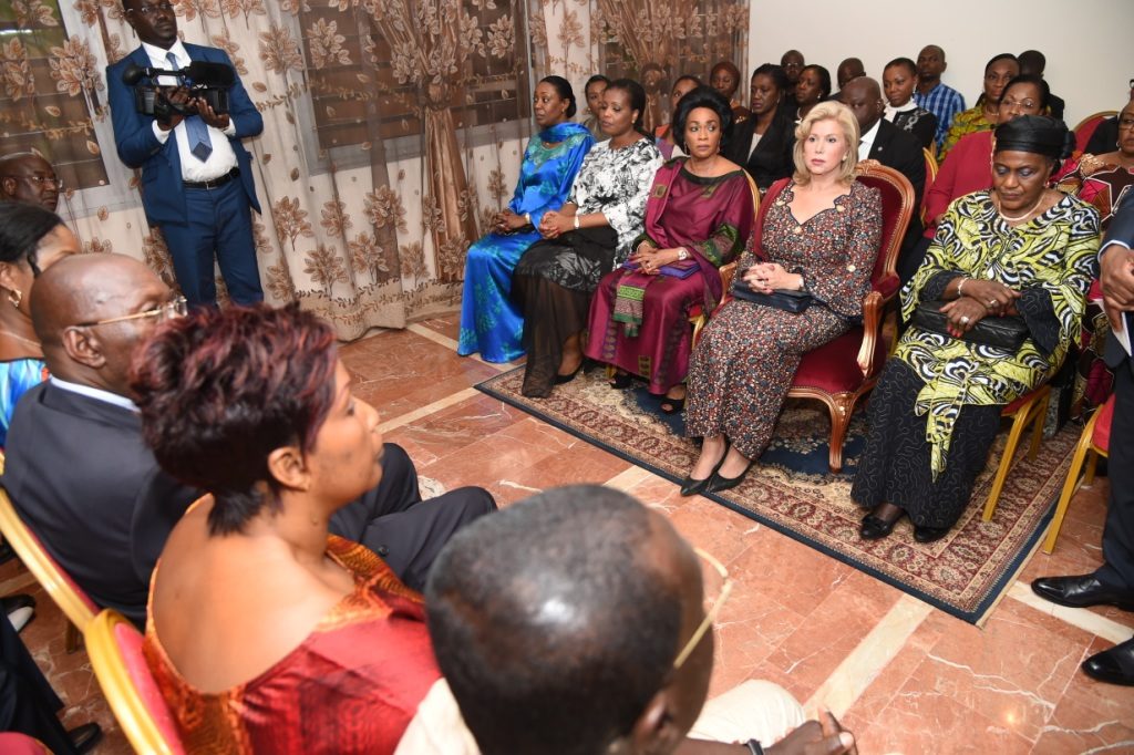 First Lady, Dominique Ouattara alongside ministers maurice kouakou bandama and abinan k. pascal