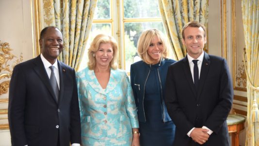 Brigitte Macron Receives Dominique Ouattara at l’Elysée