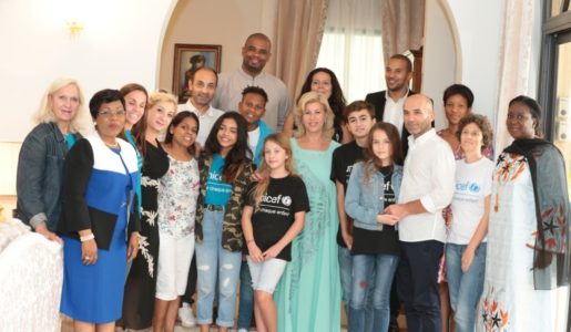 The First Lady, Dominique Ouattara receives the musical group "Kids United"
